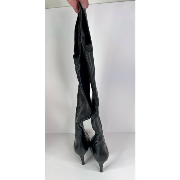 Guess Black Genuine Leather Knee High Boots Y2K Designer Formal Size US 7 
Chic - Picture 14 of 16